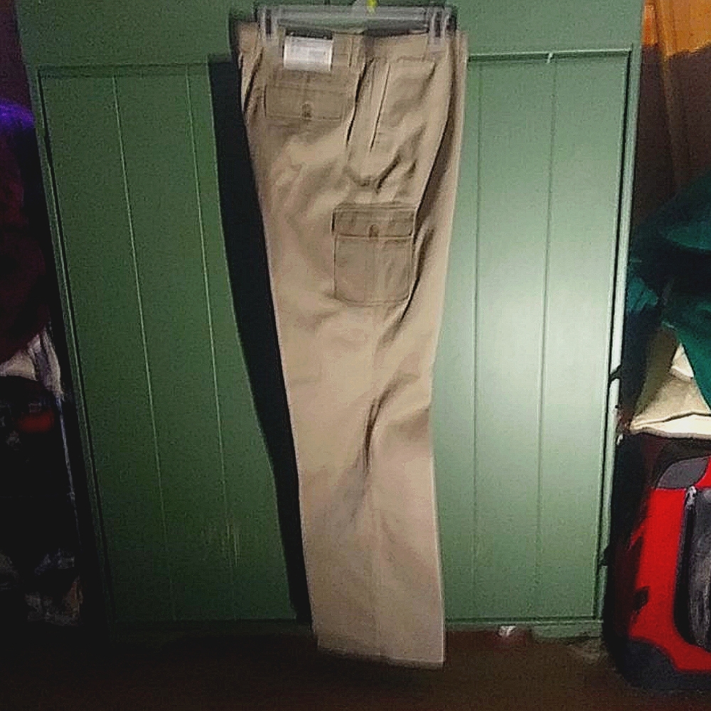 NWT Khaki twill cargo pants. Never worn.